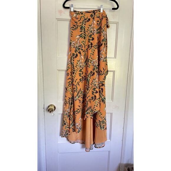 House of Harlow 1960 Revolve Floral Tie Wrap Robin Skirt in Mandarin Extra Small - Picture 4 of 11